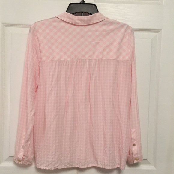J. JILL Pink & White Gingham Checkered Popover Top - Picture 4 of 14
